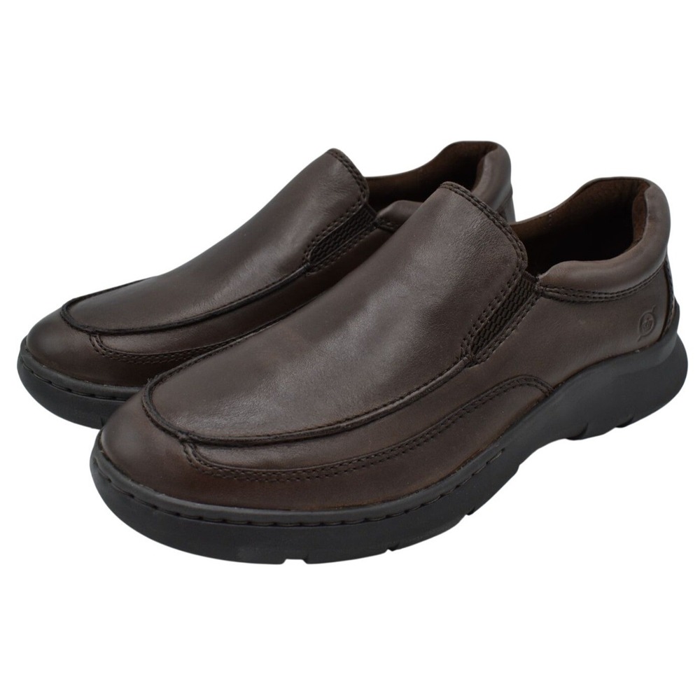 Born Mens Size 9.5 Cambridge Dark Brown Full‎ Grain Leather Slip On Casual Shoes